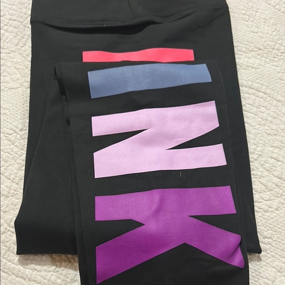 PINK Victoria's Secret Black and Pink Leggings with Gradient Logo - Picture 6 of 8